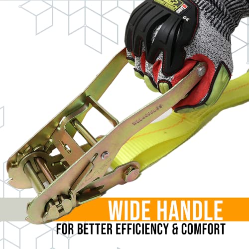 Boxer 2 Pack - Ratchet Strap Tie Down 2 Inch X 27Ft Flat Hooks - Breaking Strength 10,000 Pounds Heavy Duty Tie Down Ratchet Strap For Flatbed, Truck, Trailers #TOP3