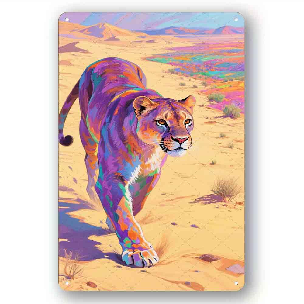 peiyeety Aluminum Home Signs Colorful Lioness - Full of Vitality Hanging Retro Sign Kitchen Wall Poster Cafe Bar Pub Man Cave Art Novelty Plaque 8x12 Inch