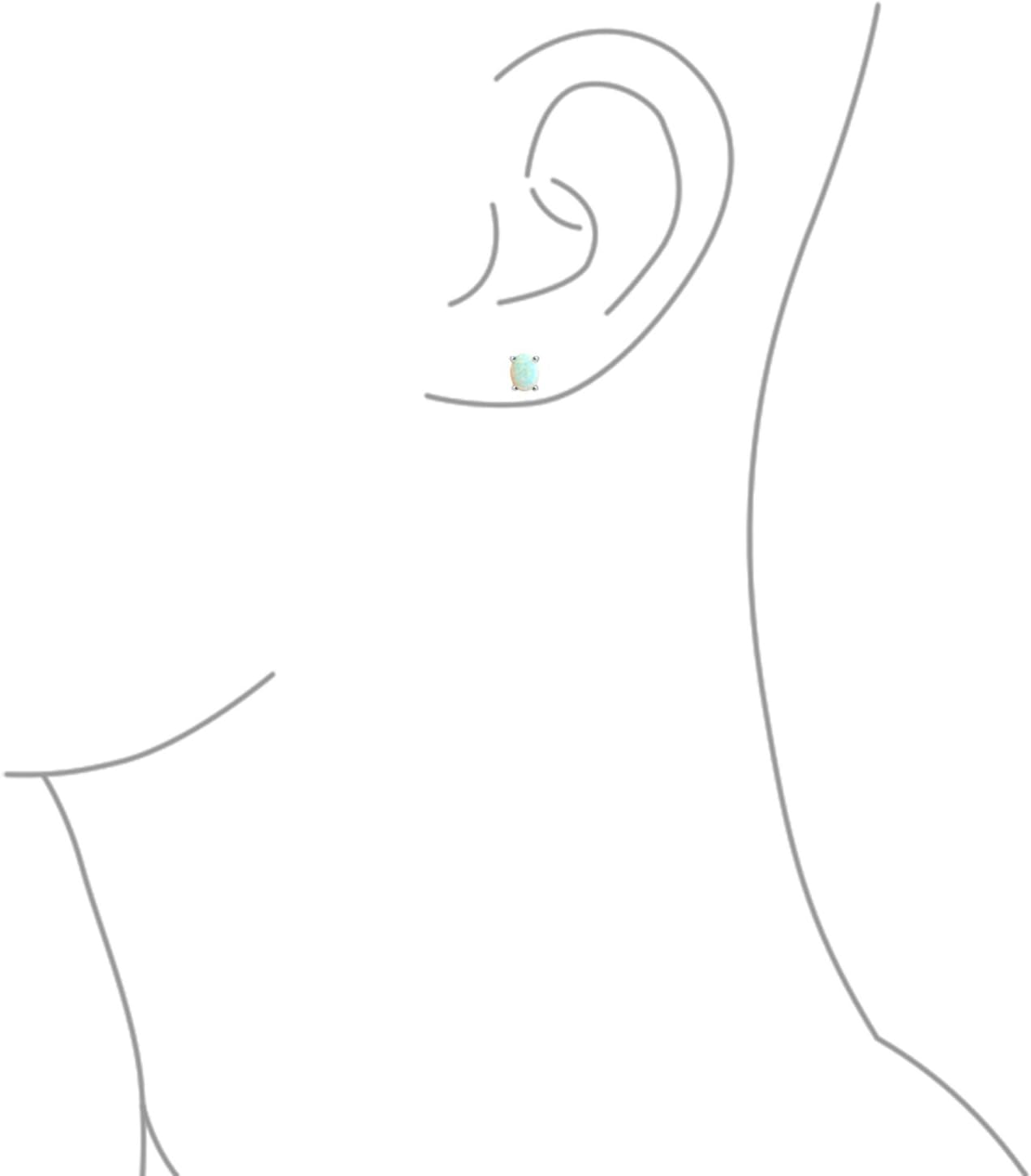 Simple Classic White Fire Orange Black Blue Opulence Gemstone Created Opal Oval Stud Earrings 14K Yellow Gold Plated .925 Sterling Silver 7MM October Birthstone - Image 3