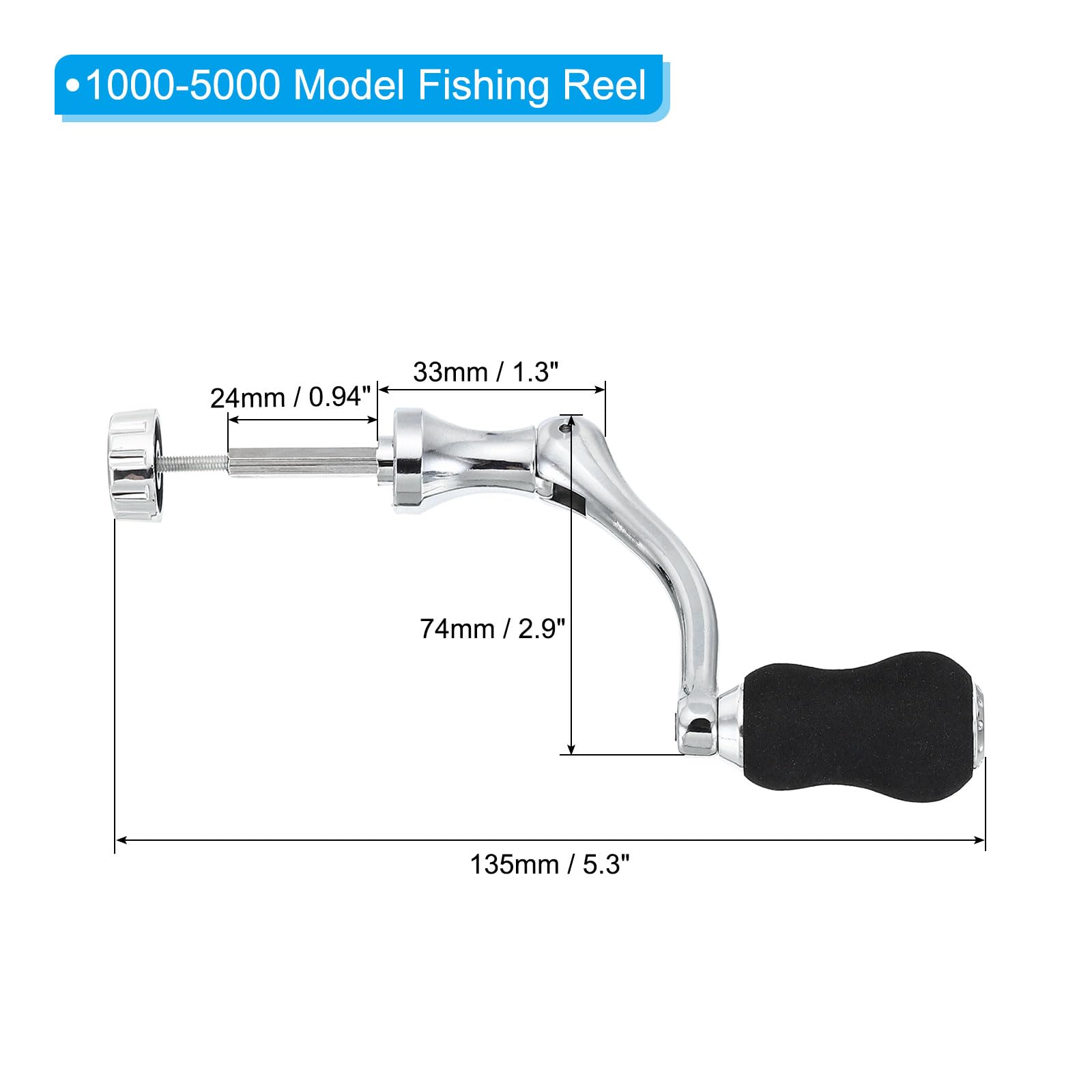 PATIKIL Fishing Spinning Reel Handle Replacement, 2 Pack Power Handle Rocker All Metal Arm EVA Grip with Rotary Knob for Fishing Reel Accessories, 2 Size