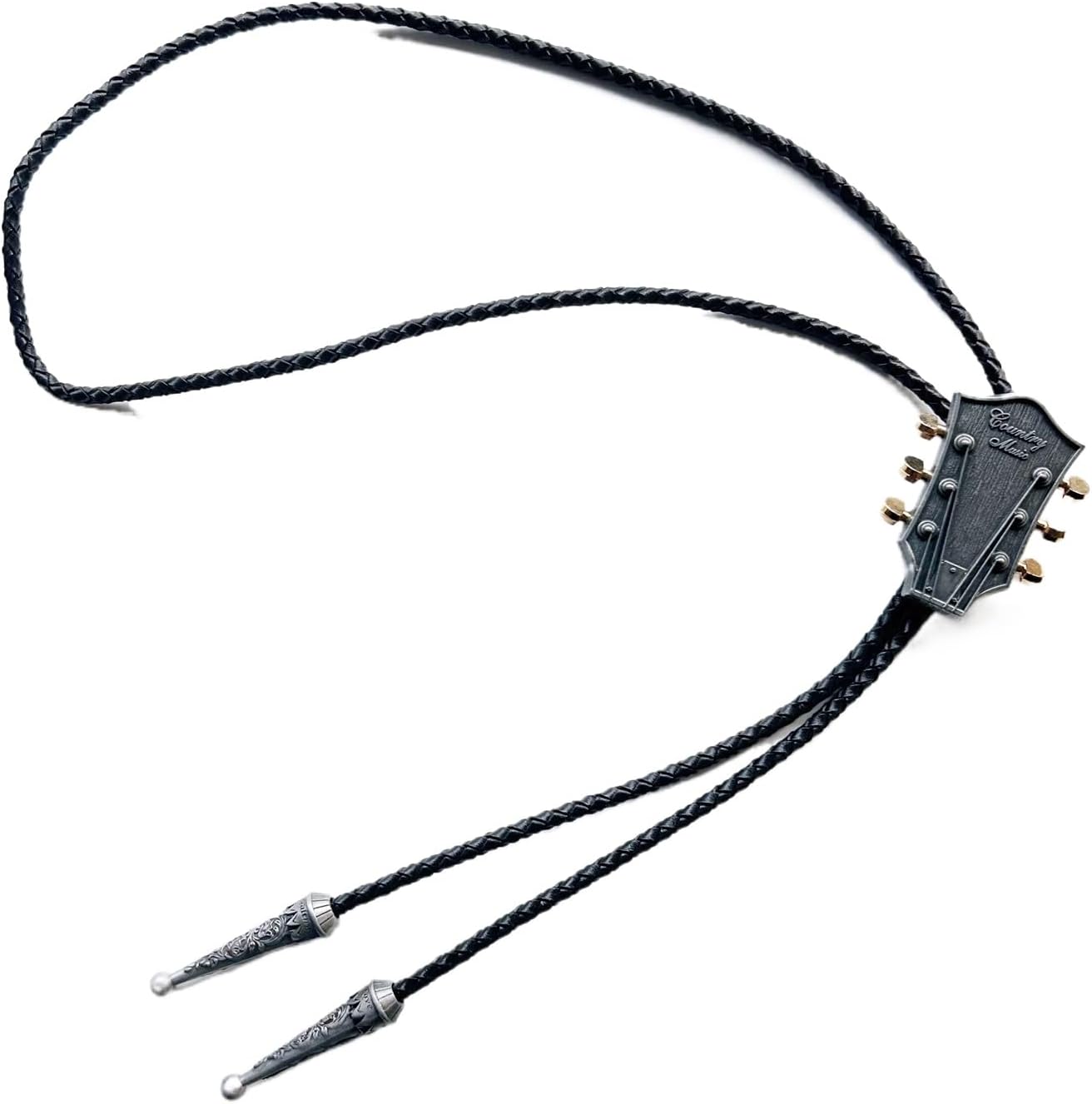 Bolo Tie for Men,Cowboy Necklace,Vintage Western Country Music Guitar Bolo Tie