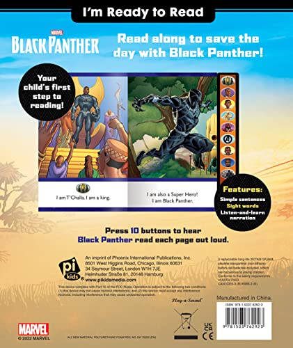 Marvel Black Panther - I'm Ready to Read with Black Panther Interactive Read-Along Sound Book - Great for Early Readers - PI Kids - Image 2