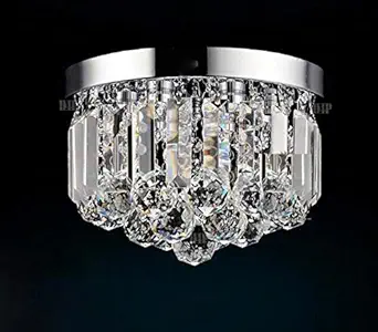 LUMINA Plus LED Round Modern Crystal Ceiling Chandeliers Jhumar Fixture Light Pendant Bulb (Clear, 30 cm Dia, 3 Colour - Warm White - White - Natural White)