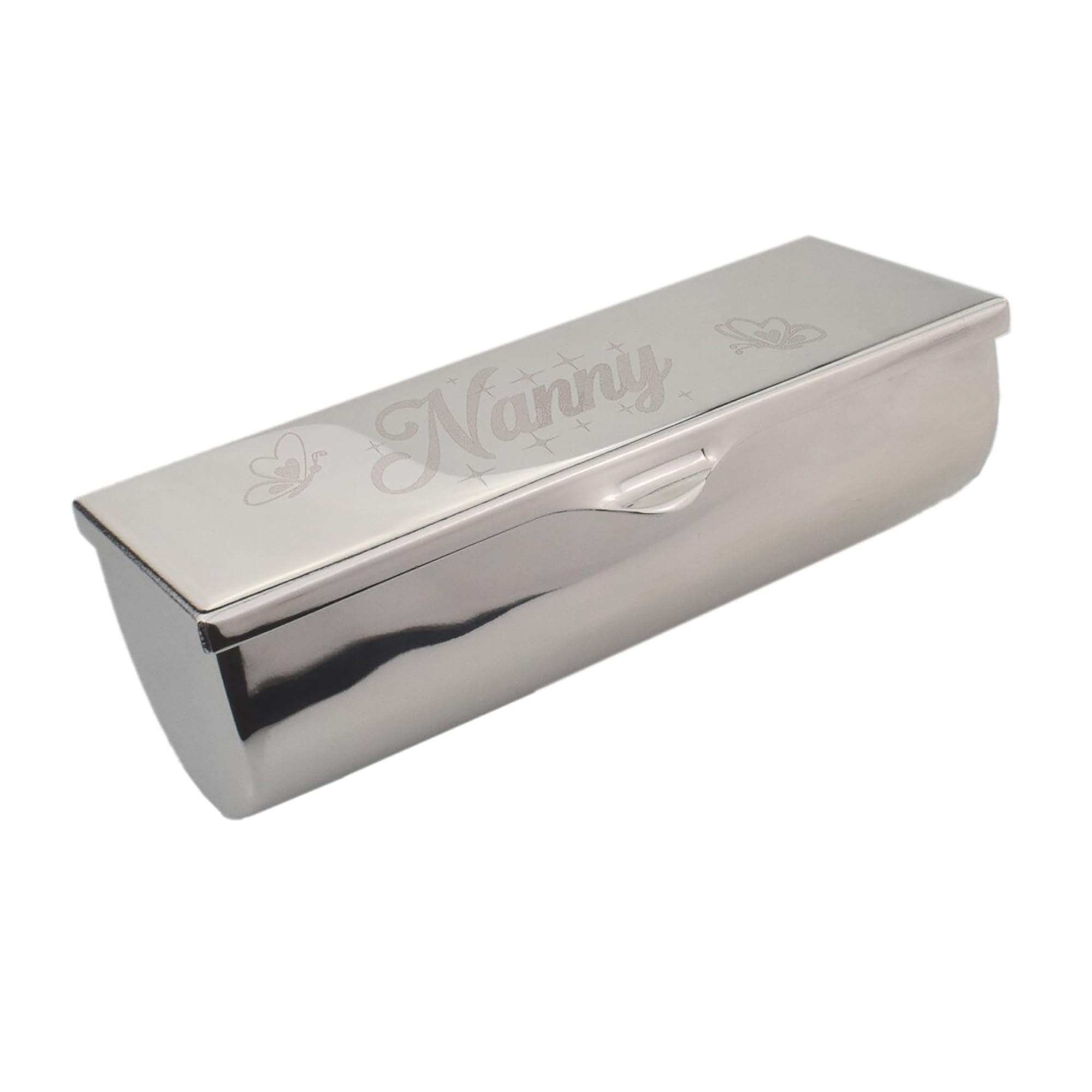 Beautifully Engraved Nanny with Butterflies Design Silver Lipstick Case, in a Box