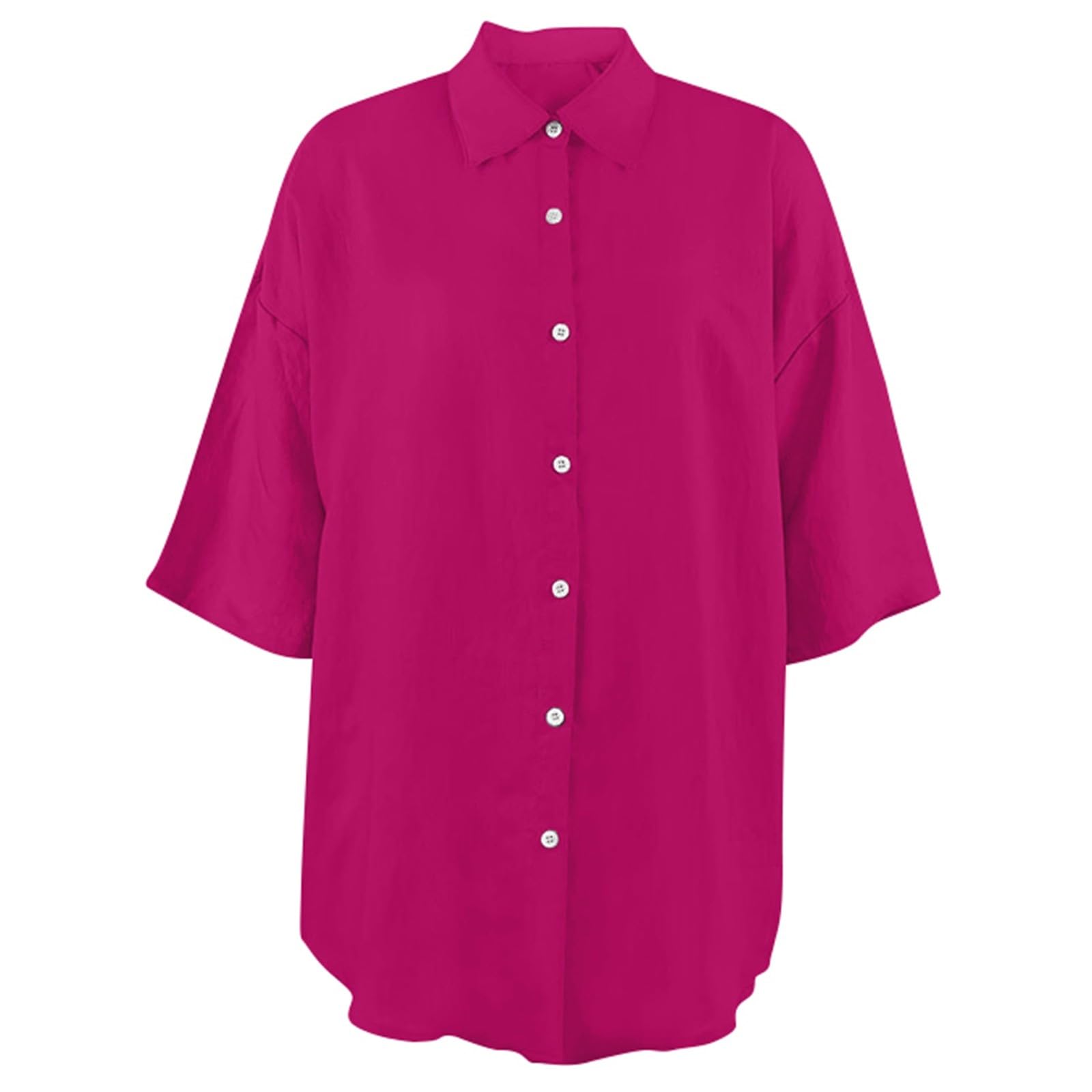 Generisch Set da donna a due pezzi con gamba larga e risvolto, vestibilità ampia, per il tempo libero e l'ufficio, tinta unita, in misto viscosa traspirante, taglie S-2XL