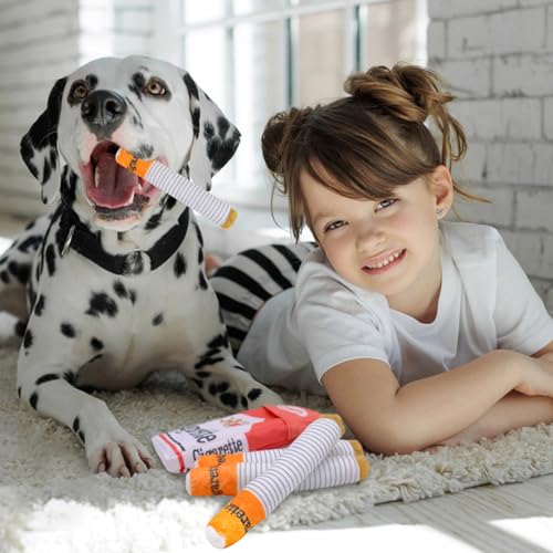 FORYNXHWIN Hundezigaretten Spielzeug, Quietschendes Hundespielzeug, Zigaretten Spielzeug Hund mit Hundespielzeug Zigarettenpackung, lustiges Zigaretten-förmiges Plüsch-Hunde-Selbstspielspielzeug