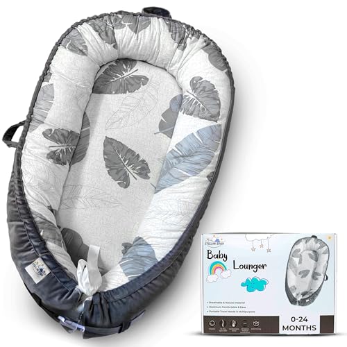 Image of Baby Lounger 0-24 Months for Newborn - Infant Lounger for Baby with Breathable Organic Cotton, Portable and Reversible Nest Design, Adjustable Newborn Baby Lounger for Home and Travel