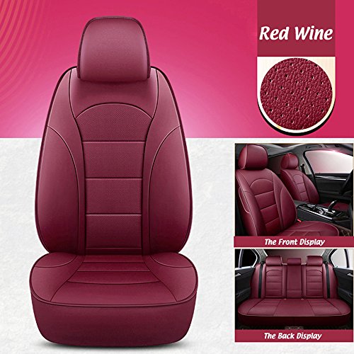 AutoDecorun 16pcs/Set Genuine Leather & Leatherette Seat Cushion for Mercedes-Benz GLE350 GLE320 GLE300 GLE400 GLE450 Coupe Seat Covers Car Protectors Accessories 2015-2018 (Red Wine)