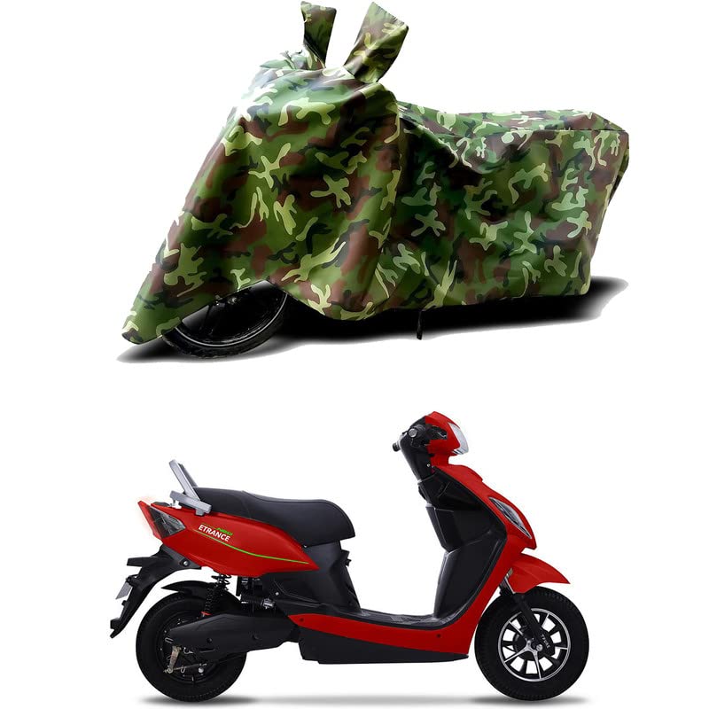Image of 100% Water Resistant Bike Scooty Two Wheeler Body Cover Compatible for Pure EV ETrance Neo STD /UV-Rays /Heat Protection /Birds Dropping /Scratchproof /Dust Proof /Waterproof /All [Green MJ]