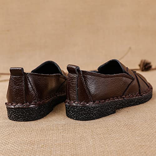 Image of Trsorini Women Leather Loafers Slip-on Casual Flat Shoes