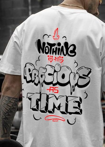 Image of Men's 100% Cotton Round Neck Printed Oversized T-Shirt