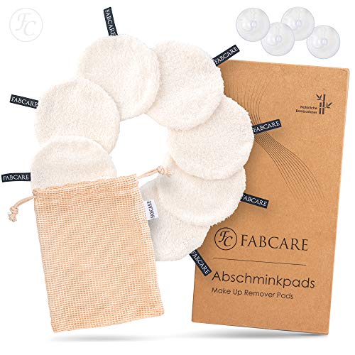Discos desmaquillantes lavables de FABCARE - DERMATEST: MUY BUENO - Zero waste & Sostenible - Almohadillas cosméticas redondas de 12 x 12 cm [8 piezas]