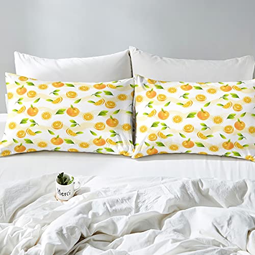 Homemissing Oranges Duvet Cover Cute Orange Fruit Bedding Set For Kids Boys Girls Children Fresh Yellow Fruits Comforter Cover Ultra Soft Summer Vacation Style Bedding & Linen Single Size Zipper - Image 4