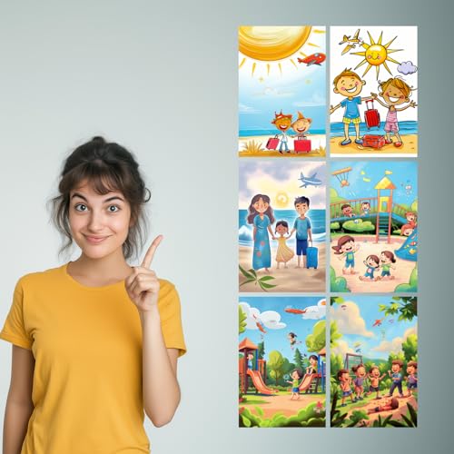 Image of SiddArtify Happy Kids Summer Vacation - Playground Art Prints Set - Sticker - 12x18 Inch - Pack of 6 Wall Room Decoration art Poster Prints