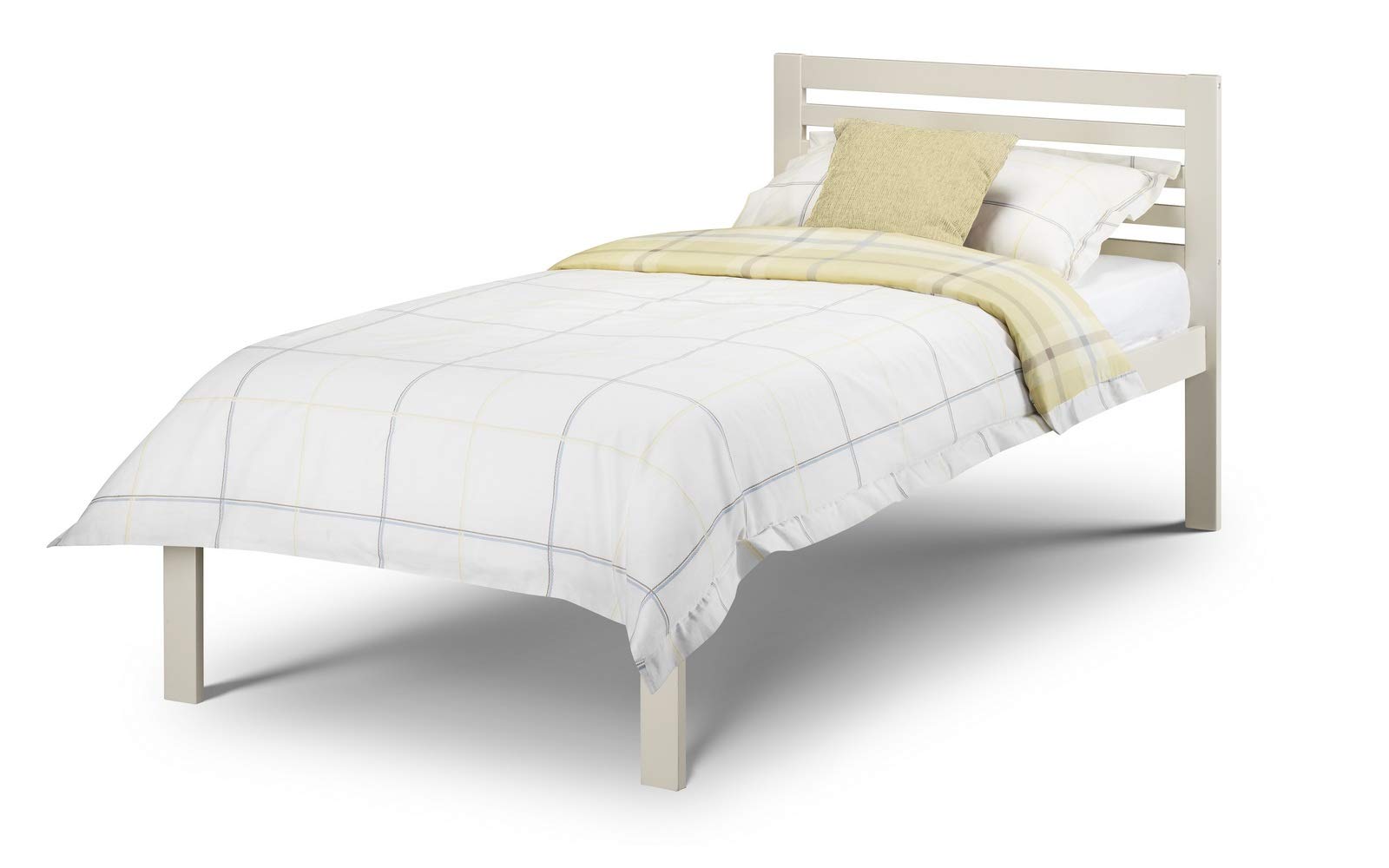 Julian Bowen Slocum Single Stone White Bed - Modern Style - Slatted Base - Kids Bedroom