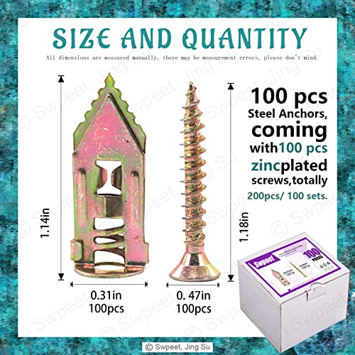 Swpeet S1184 200Pcs Drywall Self-Drilling Anchors thumb #1