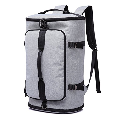 Zeewoo Sac Randonnée Sac a Dos Seau 30L Voyage Sac Cylindrique Trekking Impermeable Grand Capacité Bagage Backpack pour Homme Femme, Gris