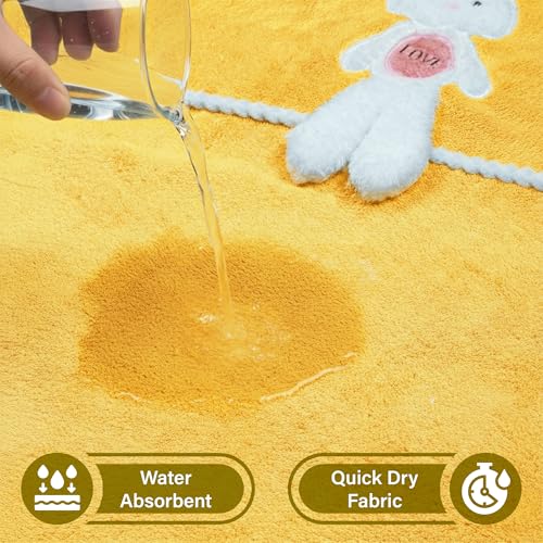 Image of Story@Home Kids Microfiber Bath Towel with Bunny Design | Quick Dry & Soft | 300 GSM | 120 x 70 cm | Lightweight Pool, Beach & Bath Towel for Boys & Girls | Yellow