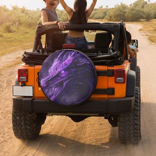 Image of Delerain Spare Tire Cover Purple Dragon Wheel Covers Waterproof Dust-Proof UV Sun Universal Fit for Trailer RV SUV Truck and Many Vehicle (17 Inch for Diameter 31 inch-33 inch)