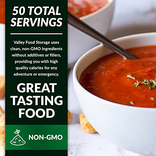 Image of Valley Food Storage Tomato Basil Soup | 10-Bag Bucket, 50 Servings | Premium Emergency Food Supply with 25 Year Shelf Life | Survival Meal Kits, Prepper Food, Camping & Off-Grid Living Supplies | Packaged in USA
