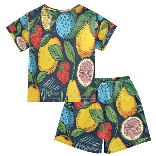 Pear Lemon Fruit Kids Pjs Set Boys Girls Summer Short-Sleeve Sleepwear Pajamas 2PCS2