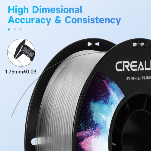 Image of Creality PETG Filament 1.75mm Clear, 3D Printer Filament No-Tangling, Strong Bonding and Overhang Performance Dimensional Accuracy + /-0.02mm, 2.2lbs /Spool