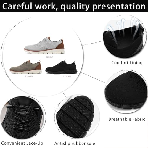Men's Breathable Mesh Dress Sneakers Lightweight Soft Oxfords Low-Top Anti-Slip Slip On Loafers for Work & Casual3