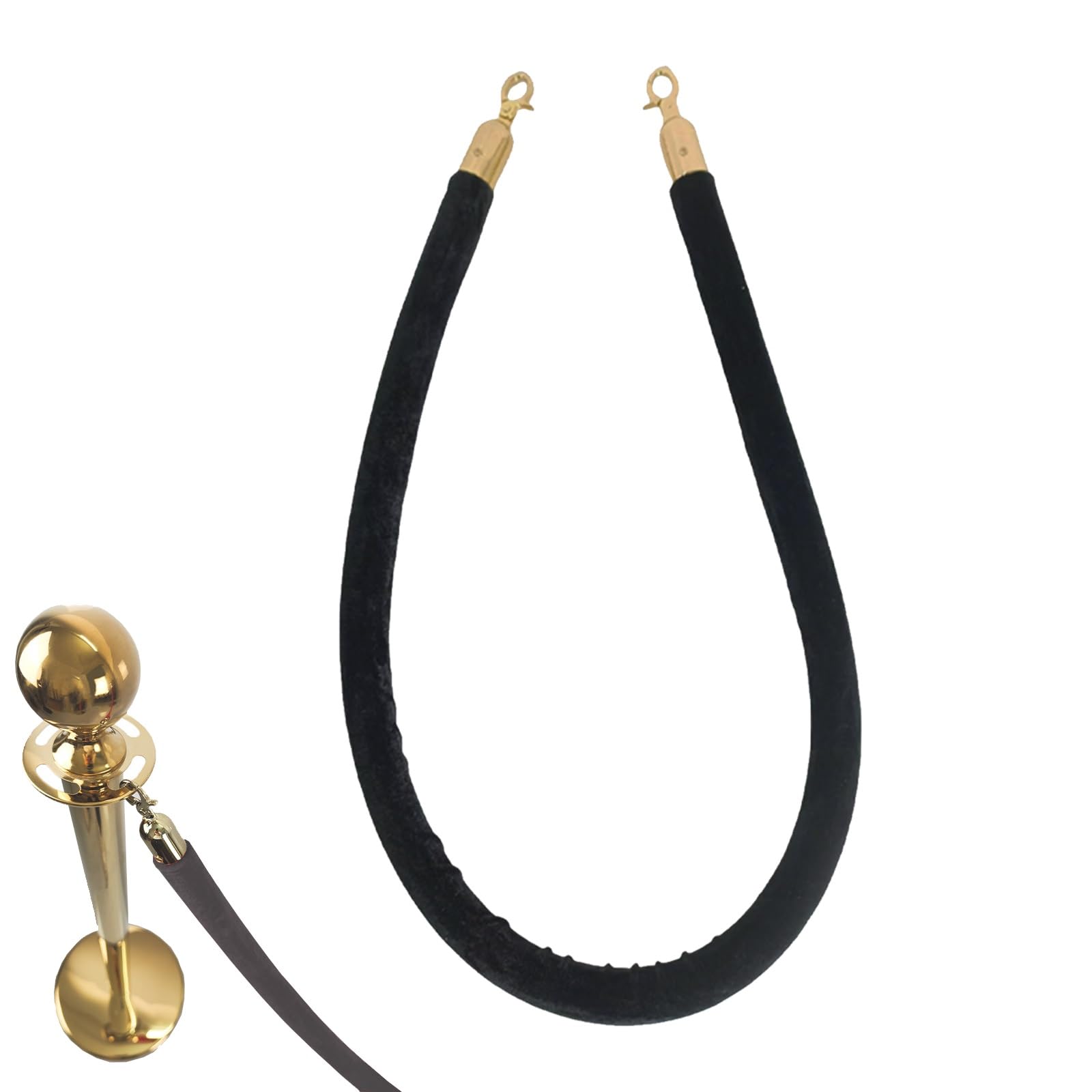 GLDYTVF Commercial Black Velvet Rope Barrier 32mm Thick Queue Line Dividers with Hooks for Museum Hospital PlaygroundPortable 400cm (157 in) Crowd Control Solution