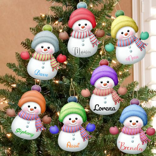Personalized Christmas Ornaments 7PCS Custom Snowman Family Ornament Customized Family Ornaments with Names Snowman Xmas Tree Decorations Gifts - 3.15