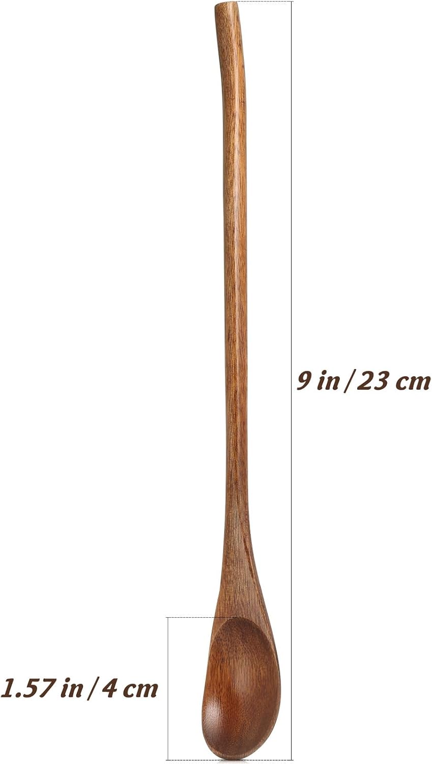 SEWACC 2pcs 9 Inch Wooden Spoons for Honey And Coffee, Small Wooden Spoons with Long Handle for Stirring And Mixing, Wood Teaspoon for Kitchen Bar Restaurant