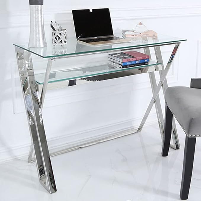 VANITY LIVING Modern Computer Desk, Simple Study Writing Table Tempere
