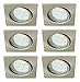 Produktbild Trango 6er Set LED Einbaustrahler TG6729-062SB in Nickel matt Eckig incl. 6x 3 Watt 3000K warmweiß GU10 LED Leuchtmittel und Fassung, Einbauleuchte, Deckenspots, Einbauspots, Deckenleuchte, Spots