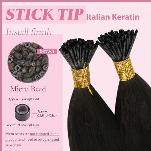 Image of YoungSee I Tip Extensions Dark Brown Ombre, Itip Human Hair Extensions, Balayage Dark Brown to Medium Browns with Blonde, Itip Hair Extension Real Human Hair, 14 Inch 70 Strands 50g, for Short Hair