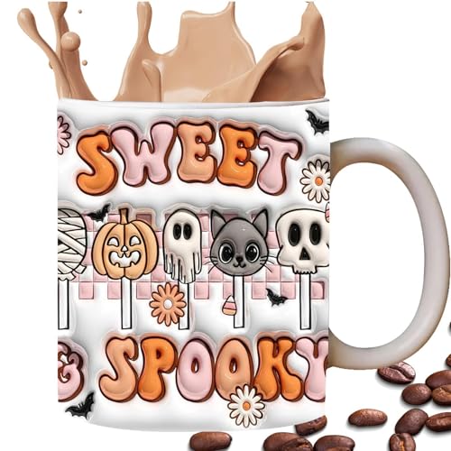 Samuliy Tazas de café de Halloween, taza de café de cerámica de 350 ml, taza de té para el hogar, cocina, lugar de trabajo, taza de agua potable para café, té, chocolate caliente