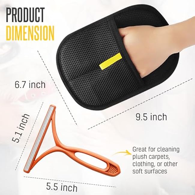 Reusable Electrostatic Pet Hair Remover Glove, Black Mesh Grooming Mitt, Magic Brush Glove Pet Hair Tool for Dogs and Cats.-YlSxNcPV