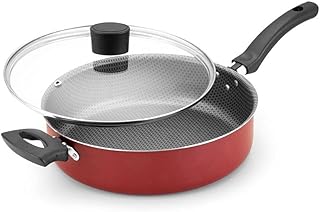 Frigideira 24cm de alumínio antiaderente com tampa de vidro enjoy