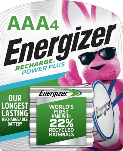 Image of Energizer Power Plus Rechargeable AAA Batteries (4 Pack), 800mAh Triple A Batteries