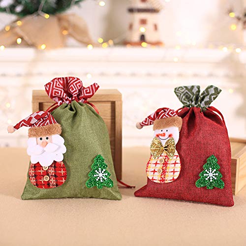 strimusimak Christmas Linen Pouch Biscuits Candy Gift Bag Storage Pouch for Xmas Children Supplies Old Man