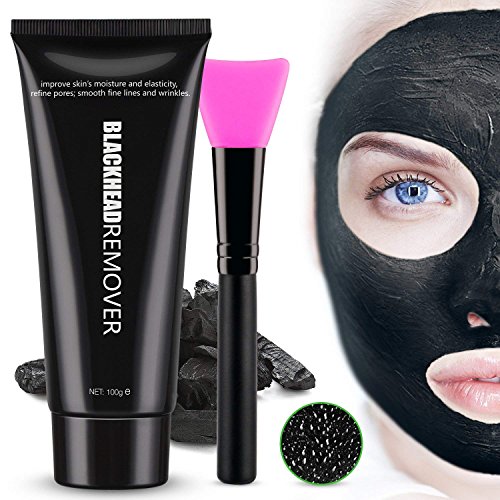 Black Mask Charcoal Mask Peel Off Mask Black Face Mask, Pore Cleaning Blackhead Remover Mask for Man&Woman with Brush 100g