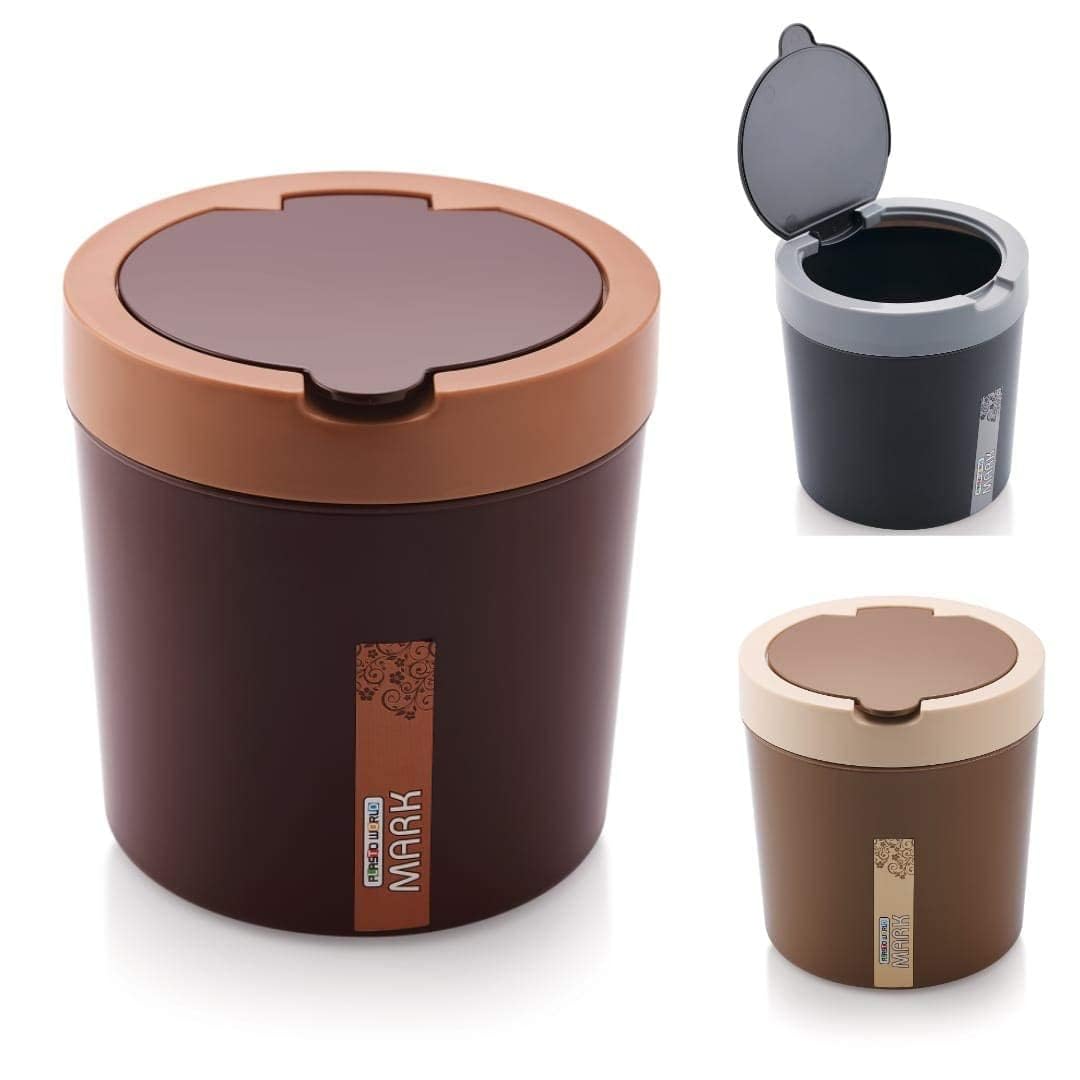 Small Portable Plastic Step-On Mini Table Desk Dustbin with Attached lid Plastic Dustbin (Multicolor)-image-16