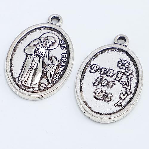 Pack of 100 Catholic St. Francis Pray For Us My Pet Dog Cat Medal 1 Inch2