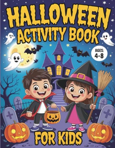 Halloween Activity Book For Kids Ages 4-8 Years Old: Funny Halloween Activities and Coloring Pages for Girls and Boys, Dot to Dot, Word Search, Spot The Difference, Color By Numbers, Mazes, And More! image 2