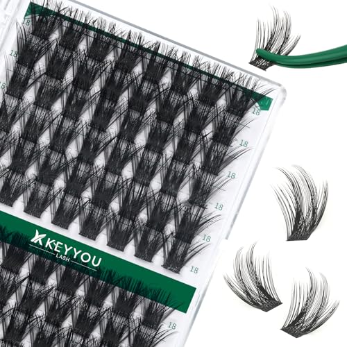 Image of Lash Clusters 96pcs Individual Lashes D Curl 18mm Eyelash Clusters KEYYOU Volume Wispy Lash Extension Soft&Comfortable Easy DIY at Home(Y22,D-18mm)