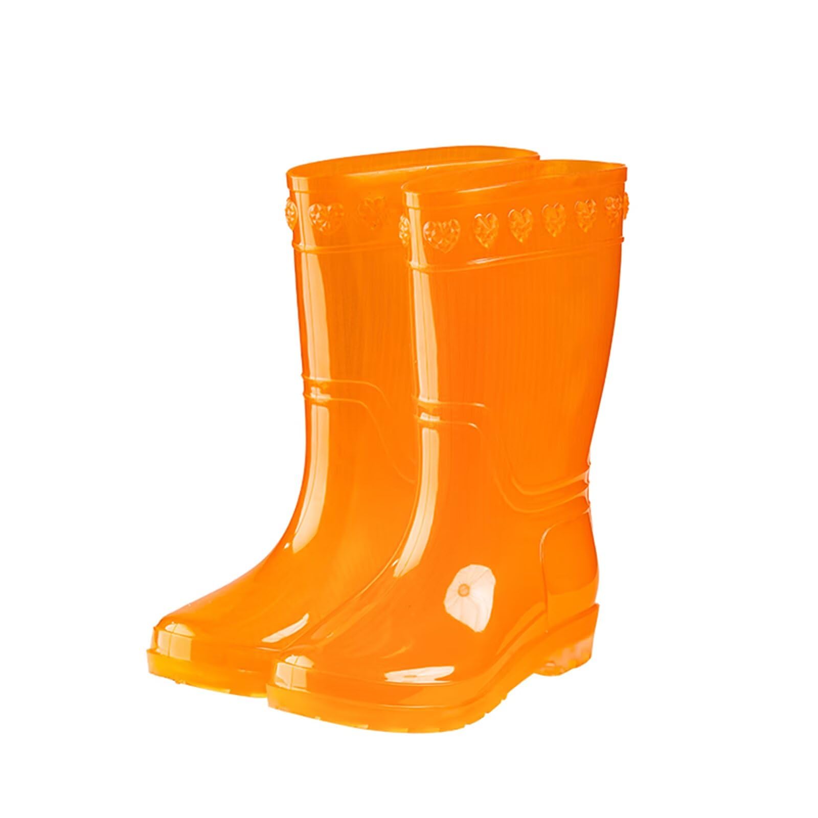 Transparent Fashion Womens Mid-calf Rain Boots Waterproof Garden Shoes Non-slip Sole with Removable Plush Lining Suitable for All