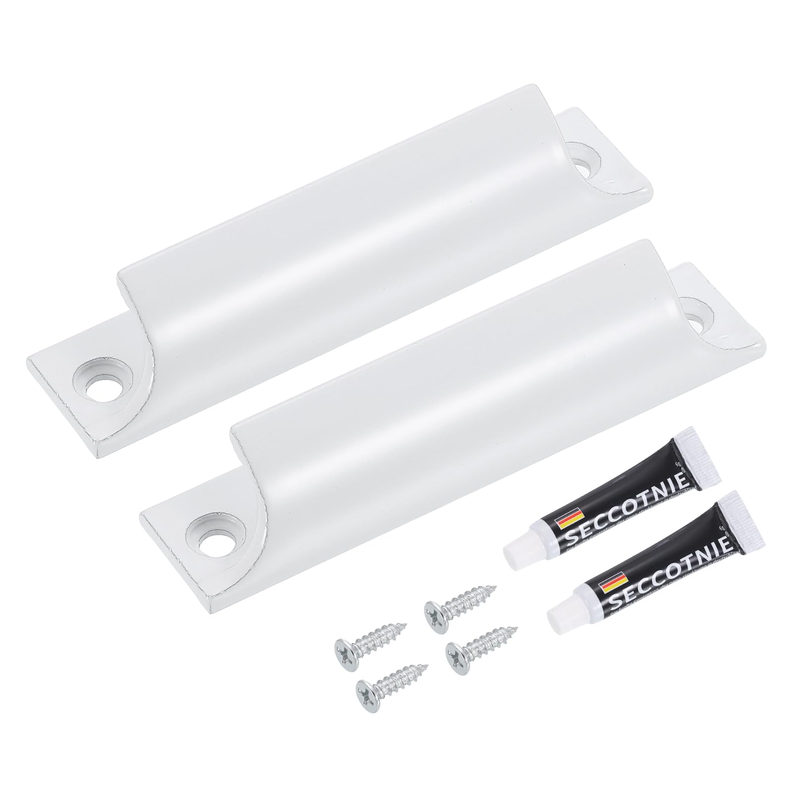 sourcing map 2Pcs Drawer Pulls Handles, 3.5inch Aluminum Alloy Window Sash Lift Handle Finger Pulls with Mounted Screw Glue for Sliding Window Kitchen Closet Drawer, White