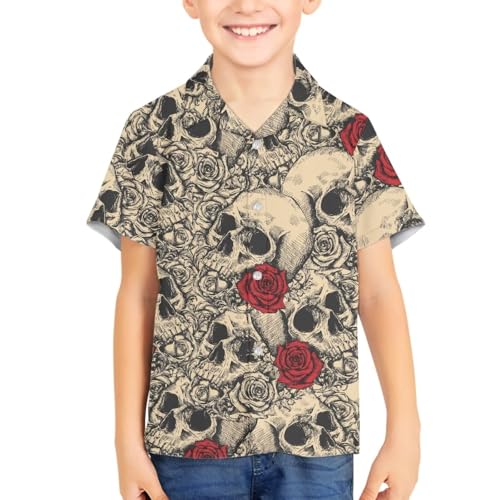 SYtrade Girls Hawaii Shirts for Boys Halloween Short Sleeve Button Down Shirt3