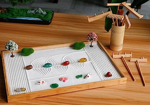 Zen Garden Decor Rake Tool - Sand Zen Garden Accessories Japanese Zen Garden Kit Tabletop Rock Zen Decor Japan Zen Gifts for Home Office Desk Meditation Room Relaxation Birthday Gifts Father Mother
