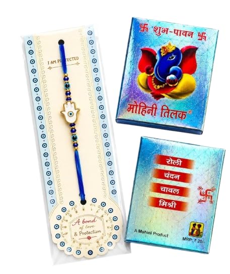 Evil Eye Hamsa Design Rakhi | Premium Designer Thread Rakhi for Brother | Stylish Raksha Bandhan Gift-image-41