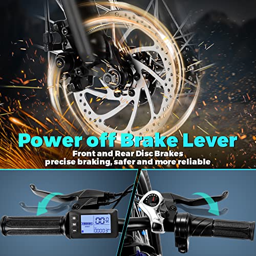 Speedrid Electric Bike 48V 500W Fat Tire Electric Bike Snow Bike 26" 4.0, 48V 10.4Ah Removable Battery And Professional 7 Speed (Black And Blue) #TOP6