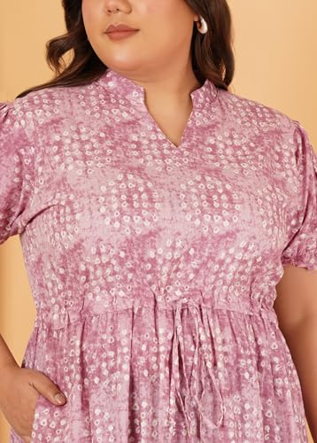 Image of Indietoga Women's Floral Printed Pure Cotton Tiered Maxi Dress (XL to 7XL)